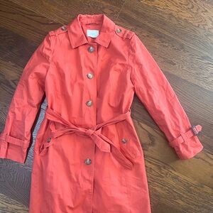 LOFT Women's Vibrant Coral Trench Coat